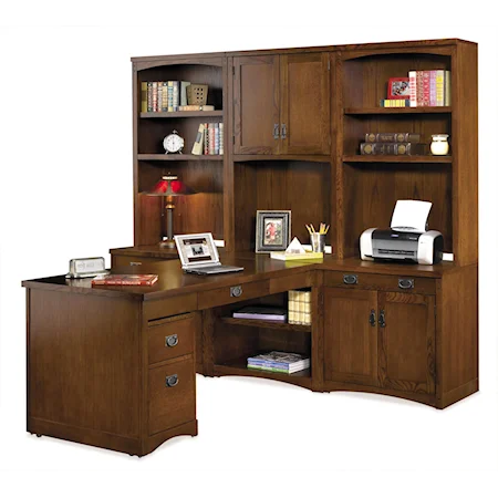 L-Shaped Office Wall Unit with Peninsula Desk